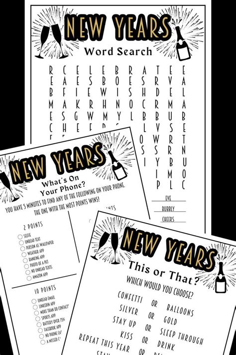 Printable New Years Eve 2023 Game Bundle For Adults New Years Etsy New Year Words New Years