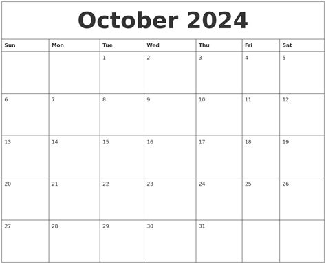 October 2024 Calendar Printables