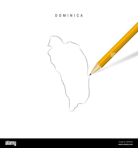 dominica freehand pencil sketch outline map isolated on white background empty hand drawn map