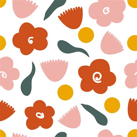 70s Vibrant Floral Retro Seamless Pattern 60s And 70s Aesthetic Style