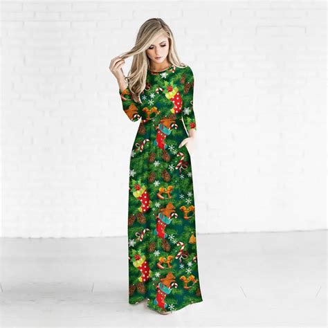 Buy Jessingshow New 2017 Fashion Christmas Dress Women Green Pine Tree T