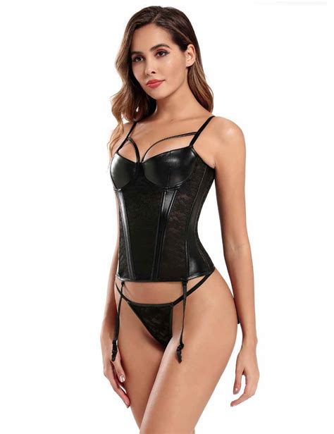 Buy Sexy Black Leather Corset With Front Straps Online In Australia Fancy Lingerie