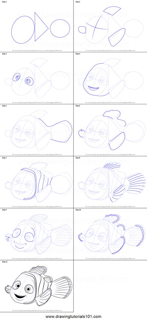 My name is tracie kiernan, artist and creator of step by step painting. How to Draw Nemo from Finding Nemo printable step by step ...