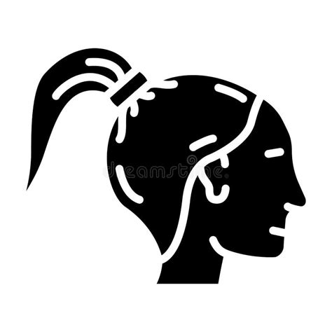 Ponytail Hairstyle Female Glyph Icon Vector Illustration Stock Vector
