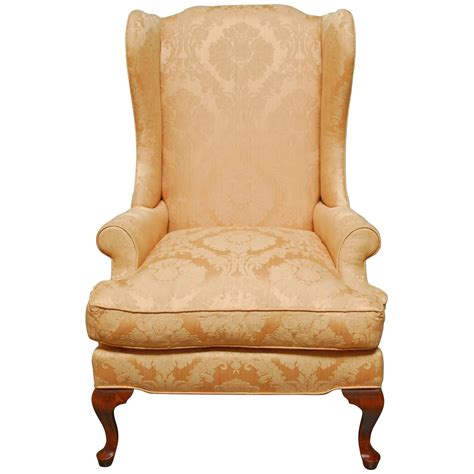 Dollhouse miniature queen anne arm chair. Queen Anne Mahogany Wing Chair For Sale at 1stdibs