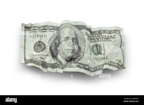 Money Crushed One Hundred Dollar Bills Isolated On White Background
