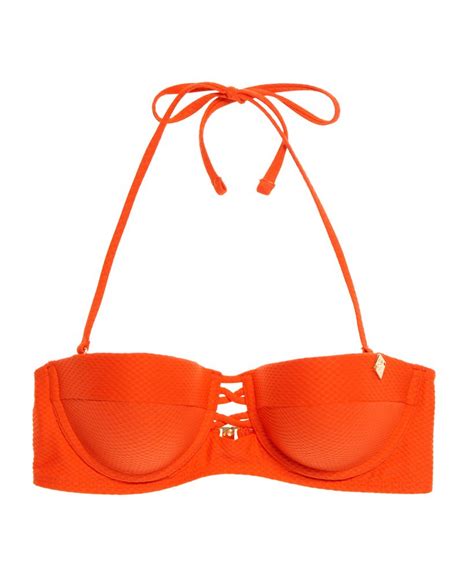 Womens Sophia Textured Cup Bikini Top In Flamingo Orange Superdry Uk