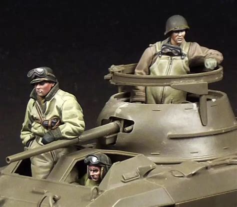 Scale Ww Us Tank Crew Figures Unpainted Miniatures Wwii Resin Model Kit Figure Free