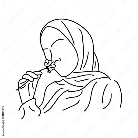 Arabic Girl In Traditional Dress In Her Hand Holding A Flower Linear