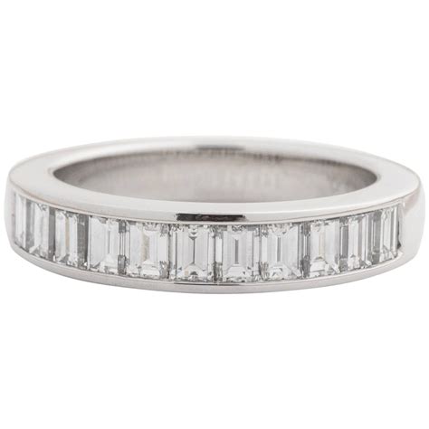 Tiffany And Co Channel Set Baguette Diamond Platinum Band Ring For