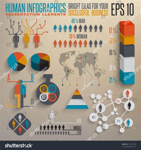 Human Infographicsretro Infographics Set Stock Vector 141257758