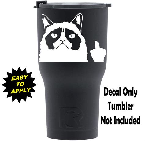 Grumpy Angry Cat Flipping Finger Bird Vinyl Decal Sticker For Etsy