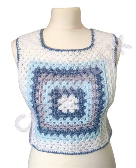 Pattern Crochet Granny Square Sweater Vest Pattern 70s Etsy