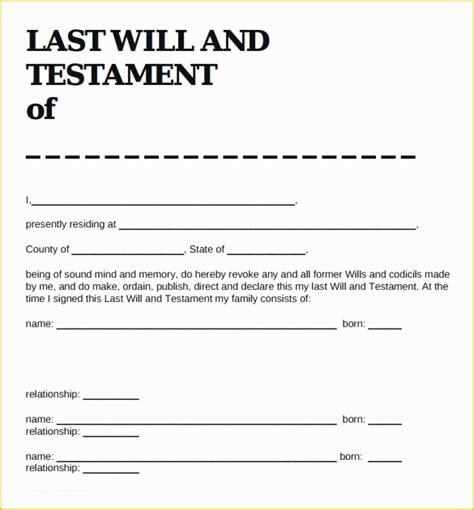 Free Printable Last Will And Testament Blank Forms Colorado