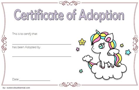 Unicorn Adoption Certificate Template 4 Paddle Templates Artofit