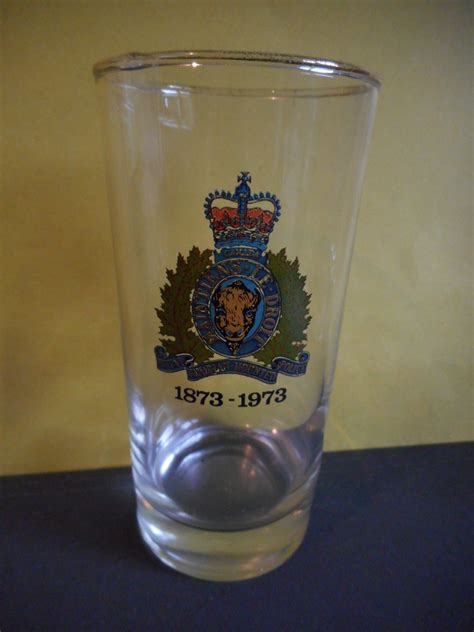 Royal Canadian Mounted Police Anniversary 1873 1973 Vintage Drink Glass