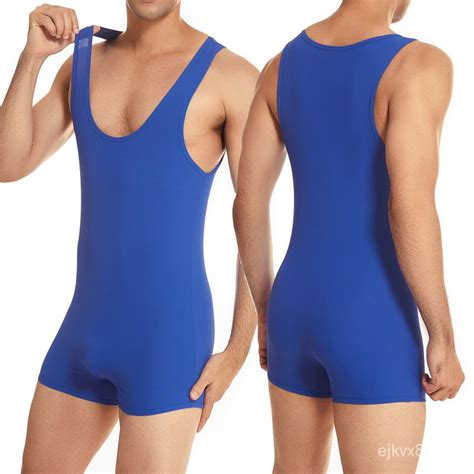 Jual Mens Bodysuits Sexy Men Undershirts Gym Sport Fitness Jumpsuits