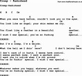 Song Creep by Radiohead, song lyric for vocal performance plus ...