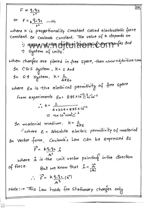 Electrostatics Handwritten Notes For Class 12 Physics
