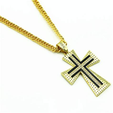 New Iced Out Bling Cross Pendant Hip Hop Necklace For Men Hip Hop Necklace Necklace For Mencross