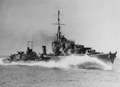 The Australian Tribal Class Destroyer Hmas Warramunga Steaming Along At