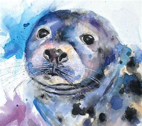 Watercolor Seal Print Seal Painting Sea Life Art Seal
