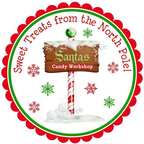 Christmas Stickers North Pole Candy Workshop Santa Claus