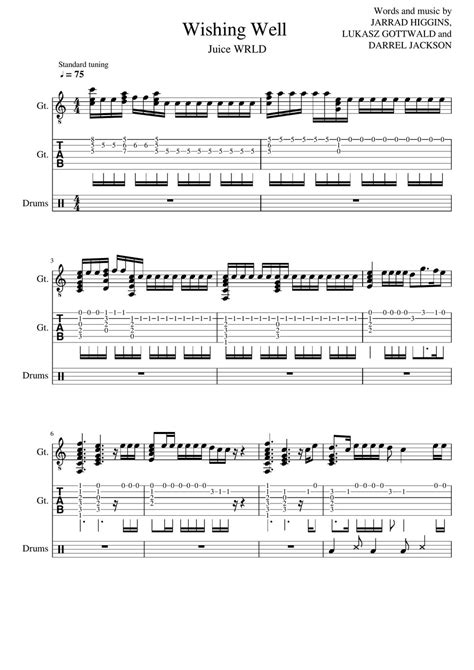 Juice Wrld Wishing Well 曲谱 By Guitar Wrld