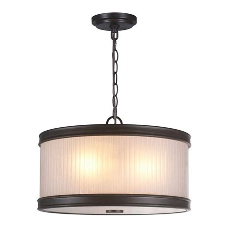 World Imports 3 Light Oil Rubbed Bronze Pendant With Ribbed Glass Shade