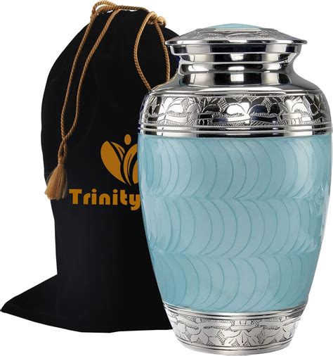 Buy Classic Baby Blue Brass Cremation Urn Beautifully Handcrafted Adult Funeral Urn Solid