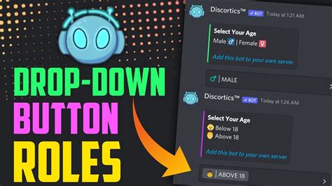 How To Setup Button Click Roles Dropdown Reaction Self Roles Discortics Discord Youtube