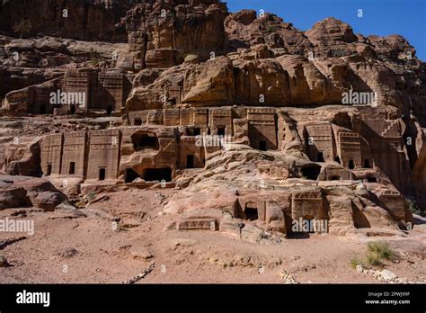 Petra Street Of Facades Rock Cut Nabataean Tombs Exterior In Jordan