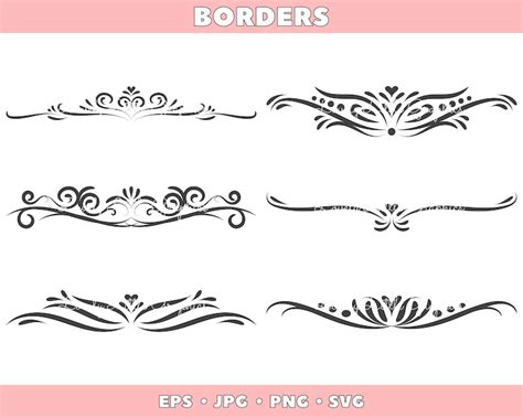Decorative Flourish Border Set Flourish Divider Fancy Swirls Flourish