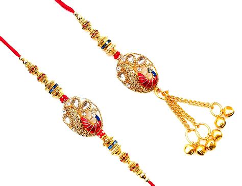 Buy PrideKraft Bhaiya Bhabhi Pair Rakhi Designer Rakhi Combo Roli