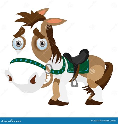 Funny Horse Closeup In Cartoon Style Stock Vector Illustration Of