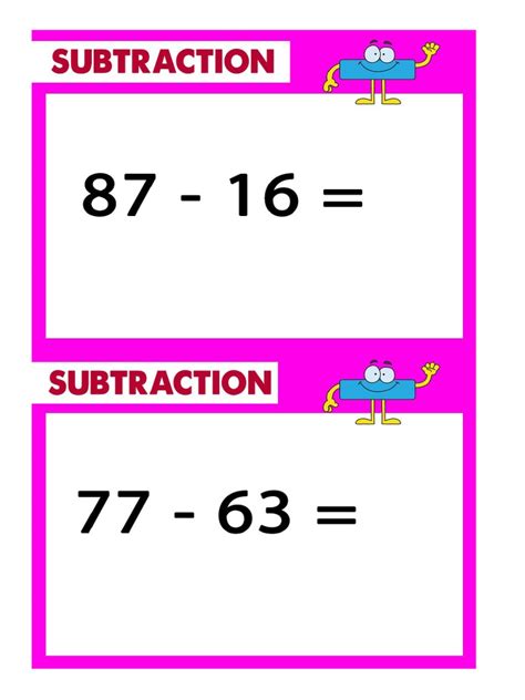 Grade 5 Subtraction Flashcards Pdf