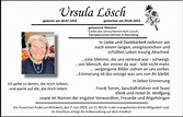 Traueranzeigen von Ursula Lösch | trauer.nn.de