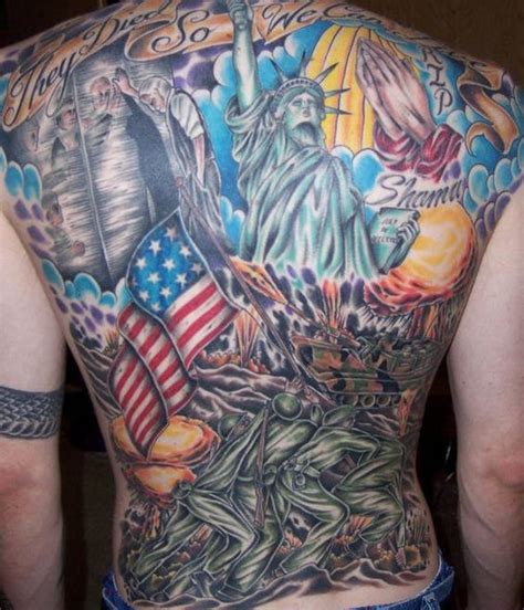 American Patriotic Theme Full Back Tattoo Tattooimagesbiz