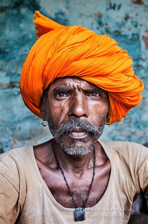 Man In Orange Turban Poverty Photography Portrait Photography Men