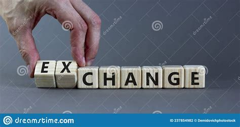 Change Or Exchange Symbol Businessman Turns Wooden Cubes And Changes