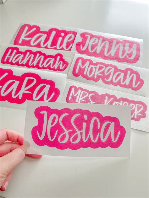 Custom Vinyl Sticker Name Handwritten Girly Font Layered Etsy