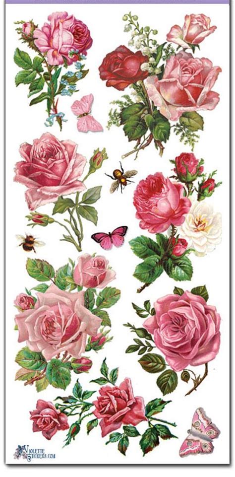 Pink Roses Decoupage Collage Mixed Media Scrap Booking Pink Roses