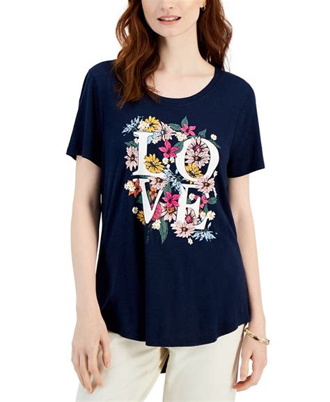 Style And Co Womens Love Graphic T Shirt Created For Macys Macys