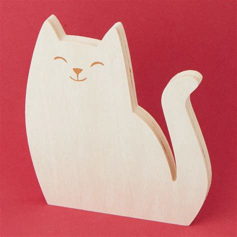 Unfinished Wood Standing Cat Shape All Wood Cutouts Wood Crafts
