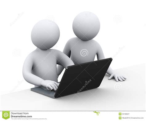 3d Business People With Laptop Stock Illustration Illustration Of