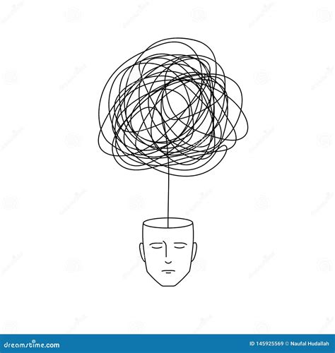 Complicated Abstract Mind Illustration Empty Head With Messy Line