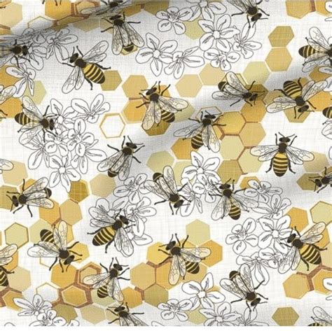 Honey Bee Fabric Honey Comb Cotton Quilting Fabric Etsy