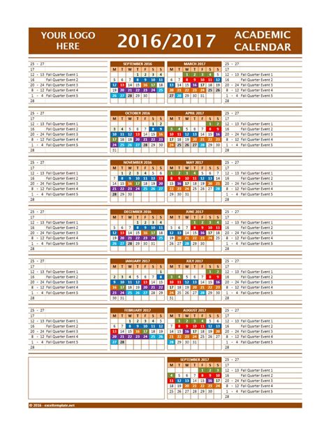 20172018 And 20162017 School Calendar Templates Excel Templates