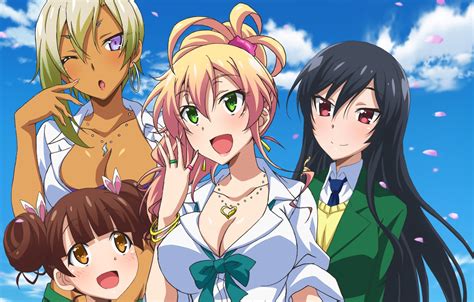Free Download Wallpaper Anime Pretty Blonde Friends Japanese Oppai