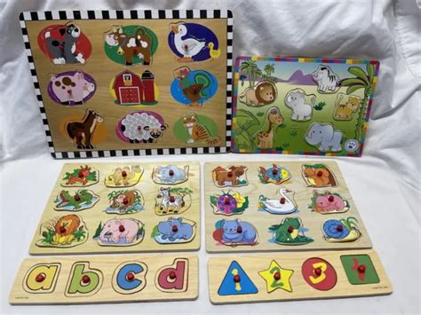 Wood Wooden Puzzle Toddler Farm Animals Sound Puzzle Abc Numbers Zoo